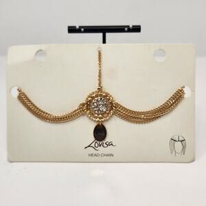 Lovisa Gold Tone Head Chain Clear Rhinestone Accents Hair Jewelry Boho Festival